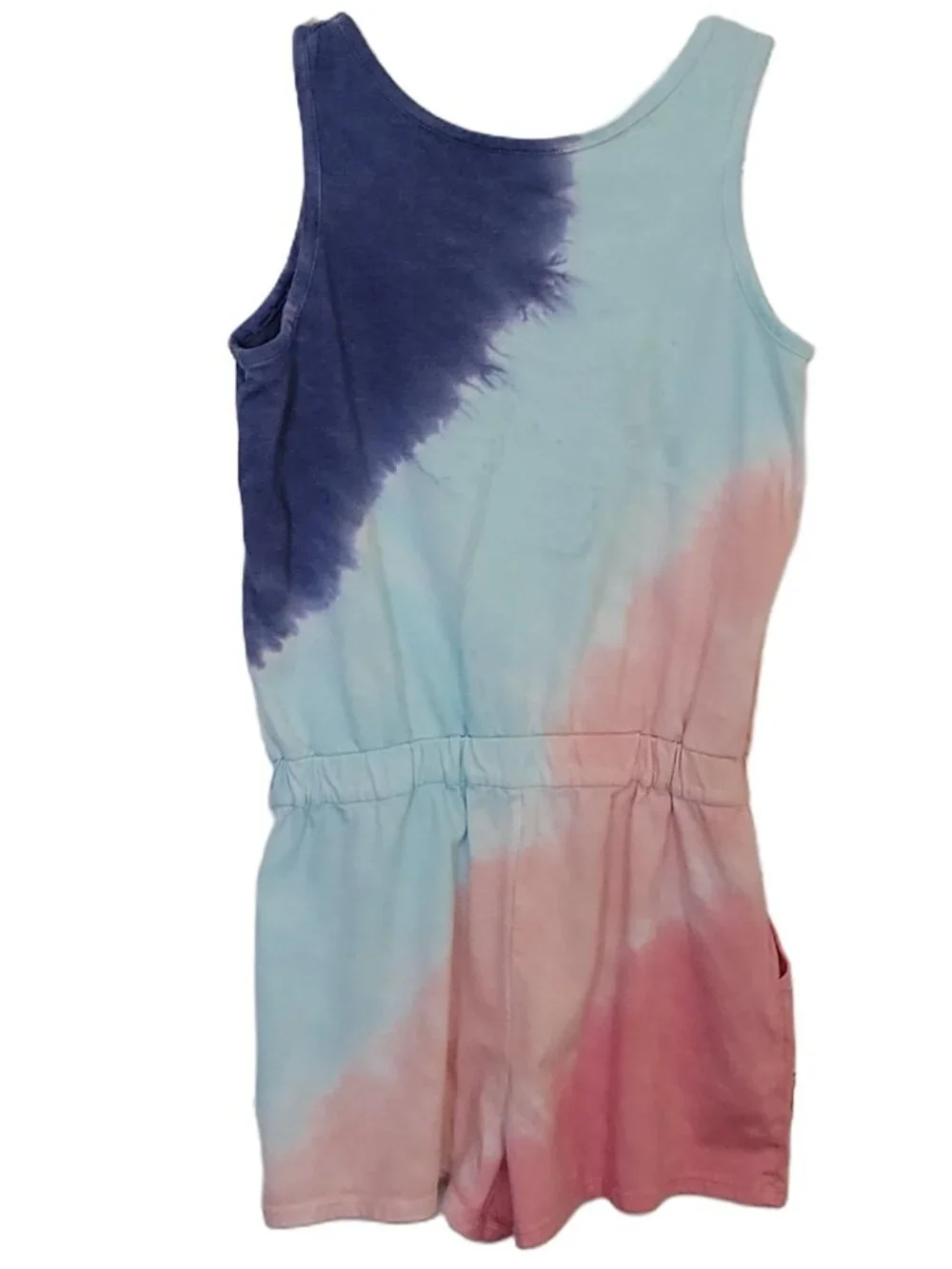 Justice Girls Romper Pastel Pink Blue Tie Dye Elastic Waist Size 10